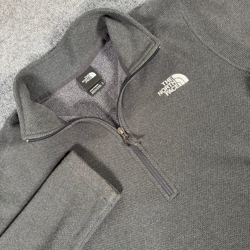 The North Face Mens Gray Textured Quarter Zip Fleece Pullover M #4651